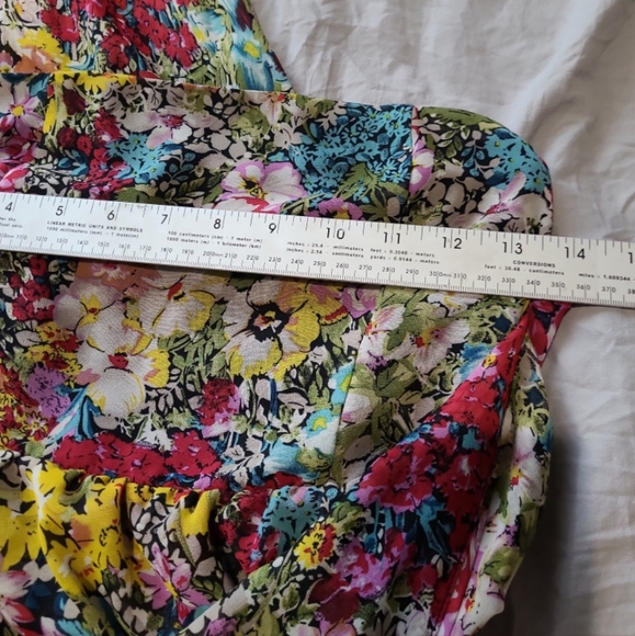 MM Courture by MISS ME Floral Sheer ruffled one Shoulder mini dress Size Sm. - Picture 11 of 12